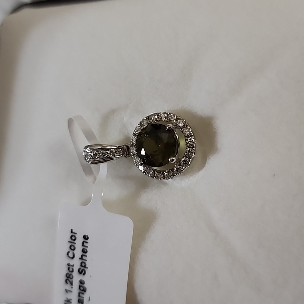 Color Change Sphene with Diamonds Pendant